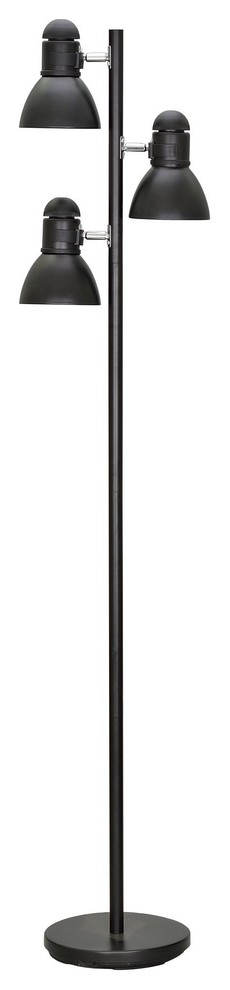 45002-1, 3-Light Adjustable Tree Floor Lamp, Black, 64" High