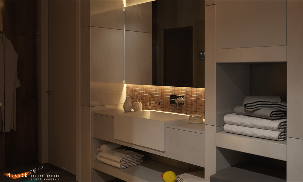Ванная комната с сухой сауной в частной резиденции