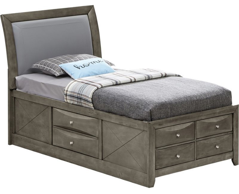 Glory Furniture Marilla Twin Storage Bed in Gray