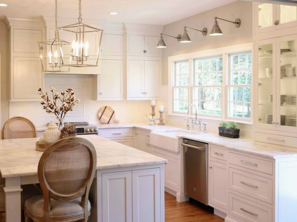 Classic White and Marble Kitchen