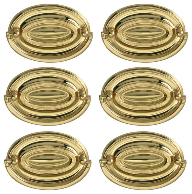 6 Hepplewhite Drawer Pull Polished Solid Brass 2 5/8" W Traditional