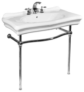 Renaissance White Console Lavatory And Polished Chrome Stand