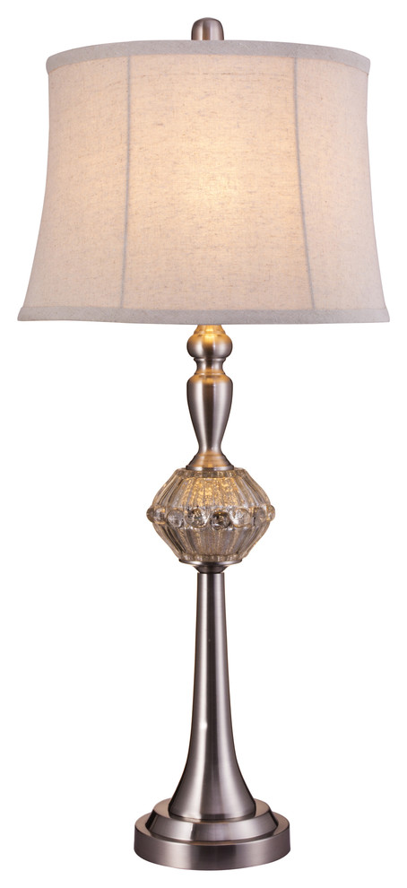 Fangio Lighting's 30-inch Mercury Glass and Metal Silver Table Lamp with Polishe