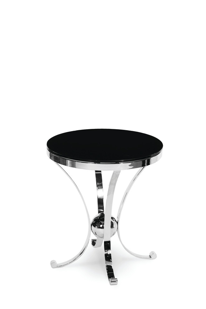 Accent Round Glass Table, Stainless Steel and Black - Contemporary - Side Tables And End Tables 