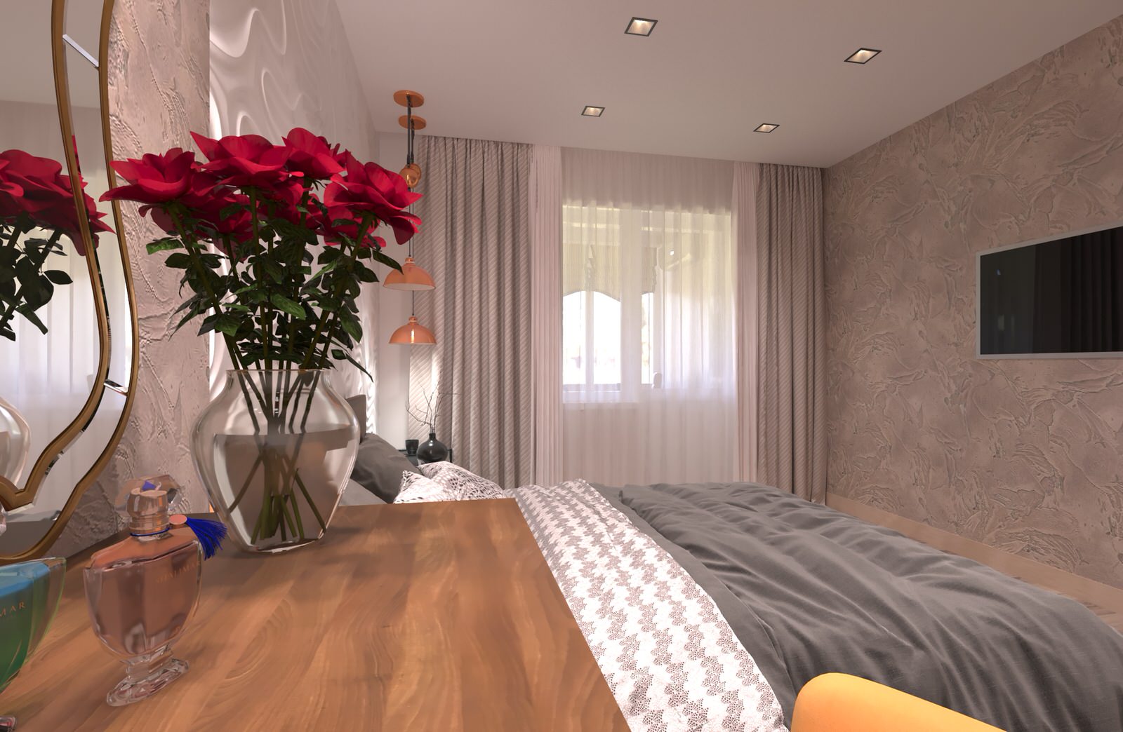 Дизайн-проект интерьера спальни и лоджии в современном стиле