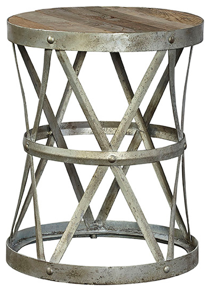 Durban Industrial Metal & Elm Accent End Table Industrial Side