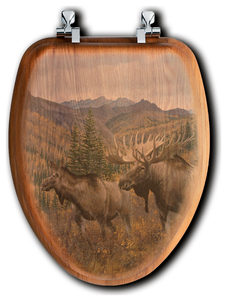 Toilet Seat, Elongated, Working the Ridge, 16"x18.5" Tropical