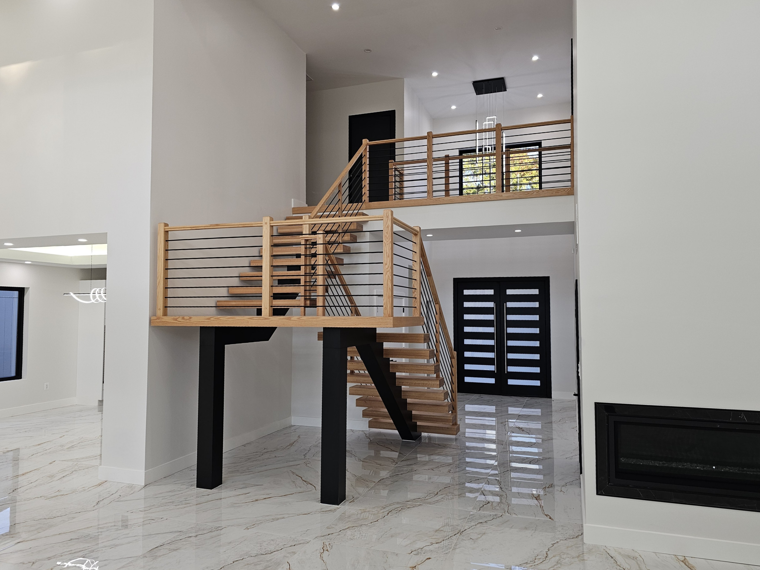 143_Modern Floating Red Oak and Metal Staircase, Sterling, VA