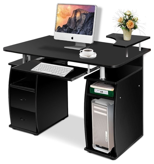 Modern Office Computer Desk With Monitor Shelf Contemporary