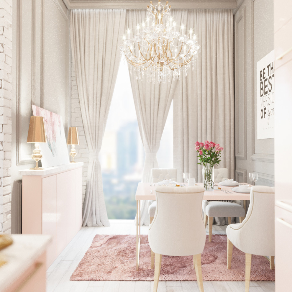 Кухня в нежно-розовом цвете