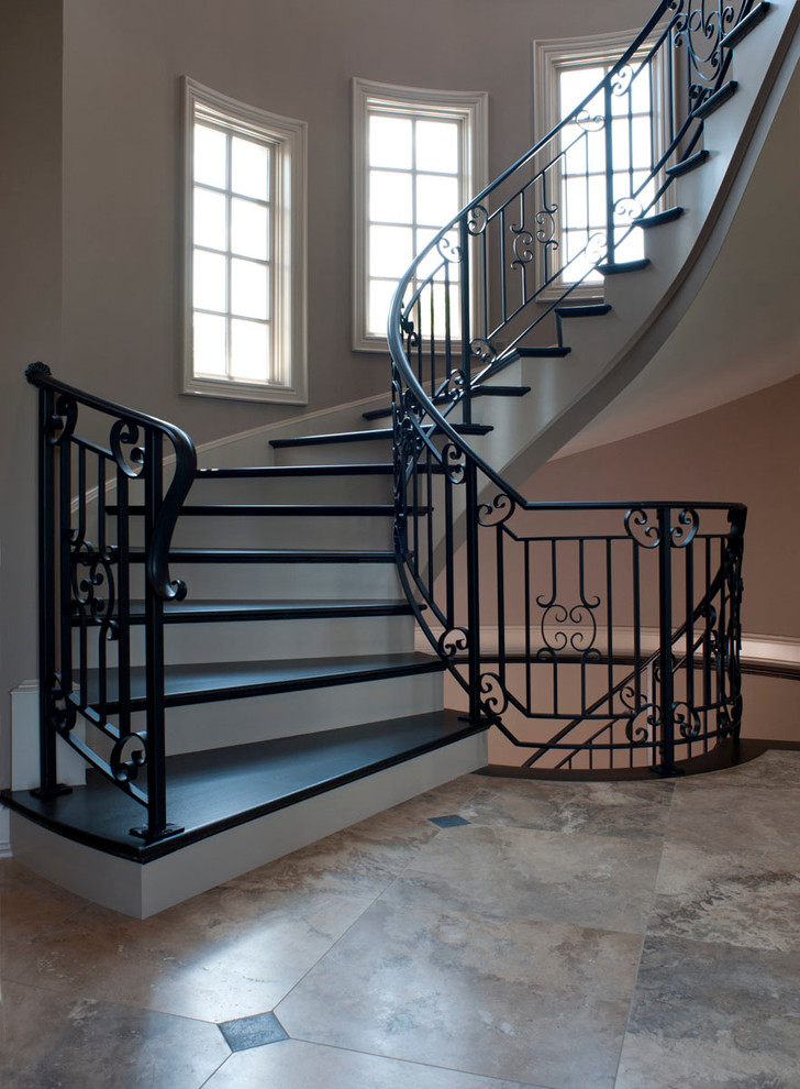 This is an example of a transitional staircase in Detroit.