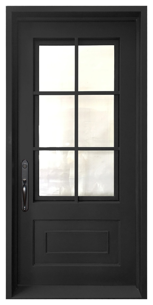 Classica Wrought Iron Door With 6" Jamb, Matte Black - Traditional