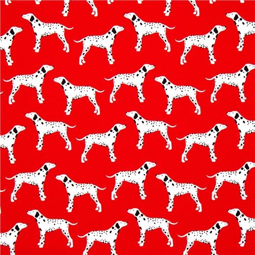 red Robert Kaufman fabric Menagerie dalmatian dog