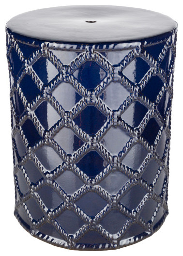 Surya Gaylor Garden Stool Navy Blue Ceramic - Beach Style - Accent And ...