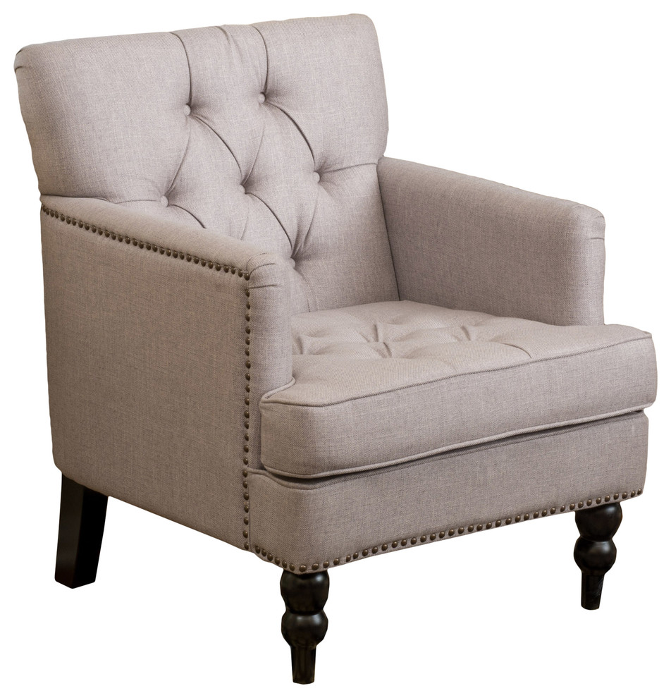 Madene Tufted Back Fabric Club Chair Traditional Armchairs And