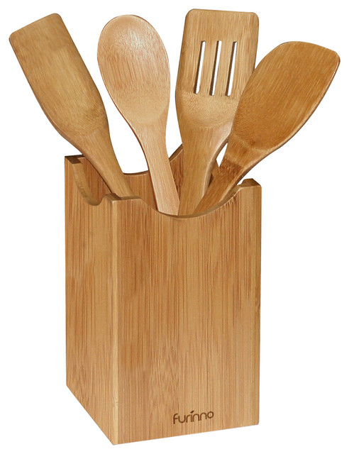 Furinno Dapur Bamboo Kitchen Utensil With Holder Contemporary Furinno Dapur Bamboo Kitchen Utensil With Holder