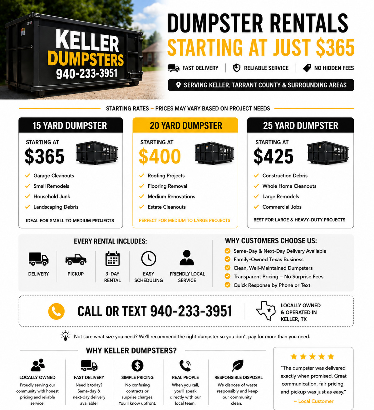 keller roll off dumpsters