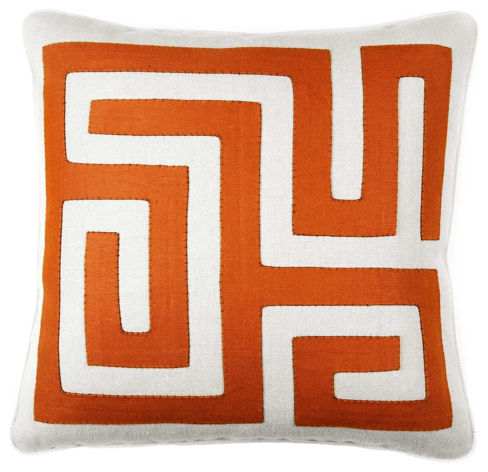 Labyrinth Square Throw Pillow - Terracotta