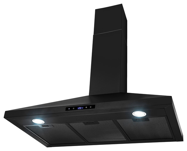 AKDY 36" Black Painted Stainless Steel Wall Mount Range Hood with Touch Panel