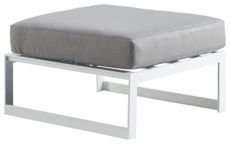 Elle Decor Mirabelle Outdoor Ottoman in Gray and French White