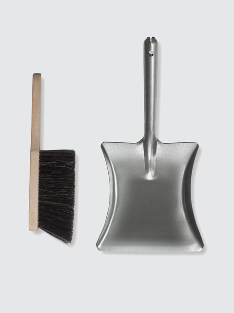 Galvanised Dustpan with Wooden Brush