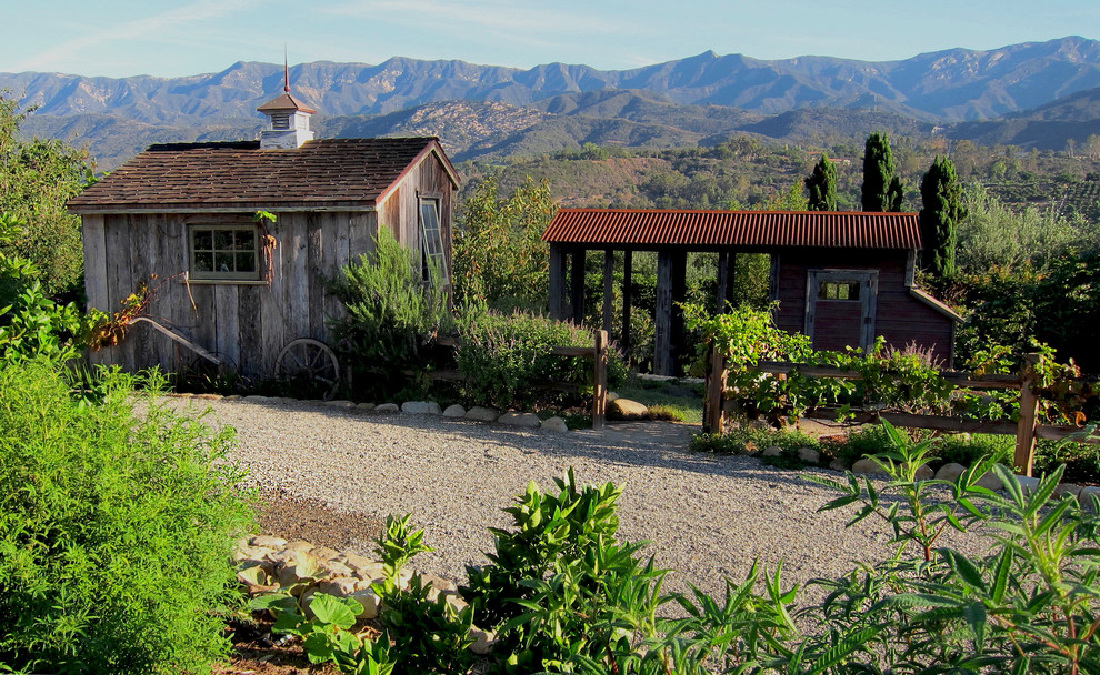Photo of a small country detached garden shed in Santa Barbara.