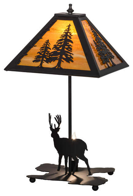 21H Lone Deer W/Lighted Base Table Lamp