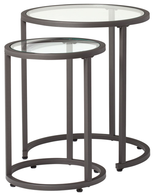 Studio Designs Camber Round Nesting, Round Glass Stacking Tables