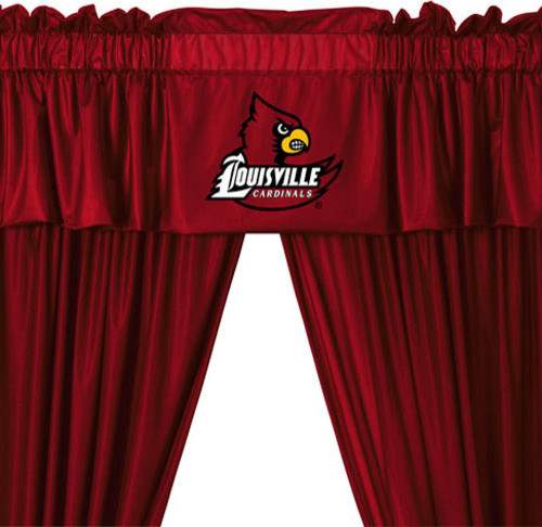 NCAA Louisville Cardinals College 5-Piece Valance-Curtains Set