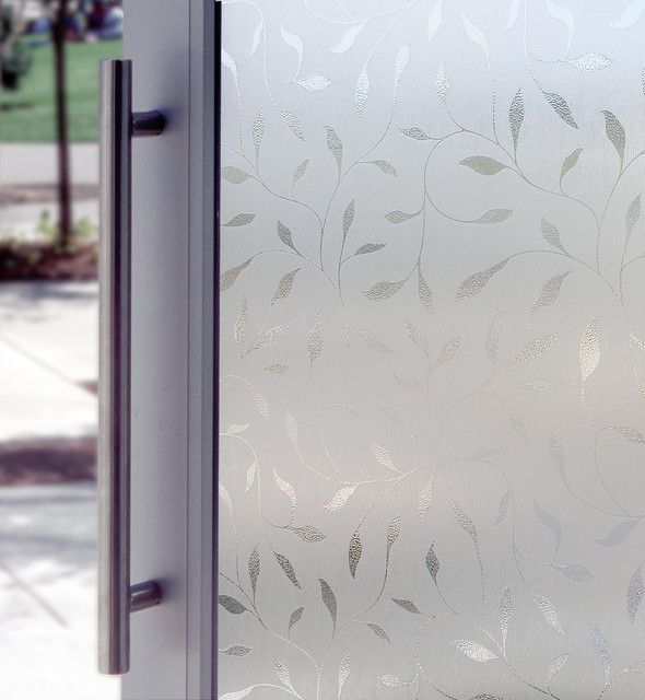 Decorative Window Film In Etched Leaf Modern Decorative Window Film In Etched Leaf