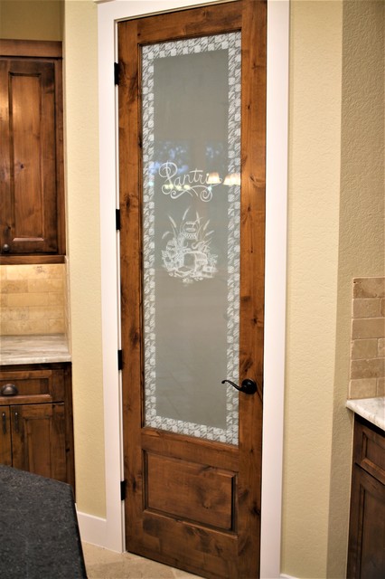 Knotty Alder Frosted Glass Pantry Door Rustic Kitchen Other