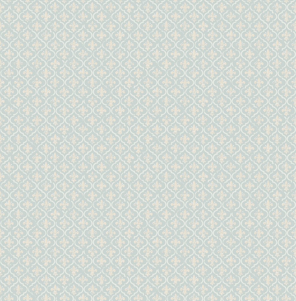 Petite Fleur de lis Wallpaper in Soft Blue FS50502 from Wallquest