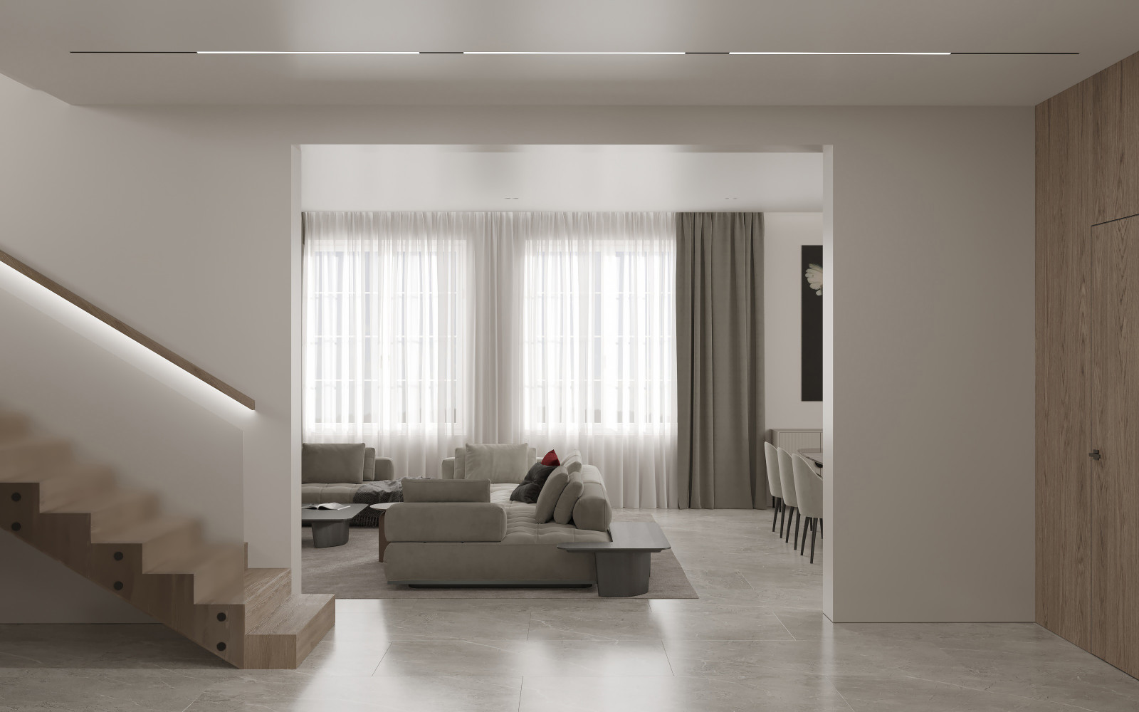 Проект гостиной в трехэтажном доме на улице Красная в городе Калининград