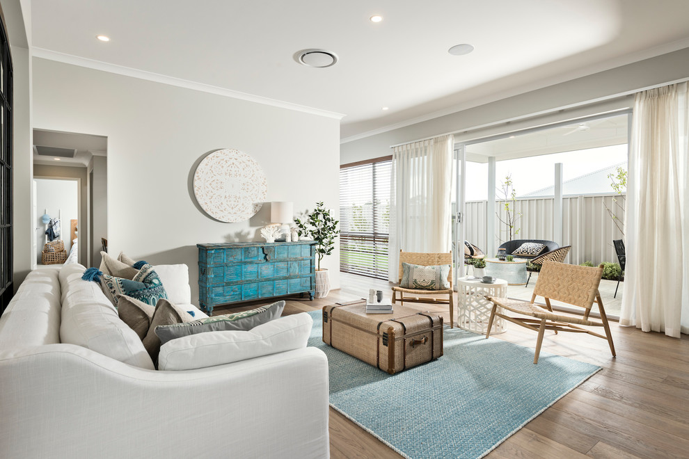 This is an example of a beach style living room in Perth.
