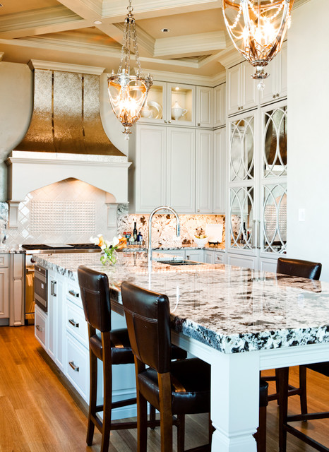 Mirrored Kitchen Cabinetry with Metal Hood St. Louis, MO - Traditional ...