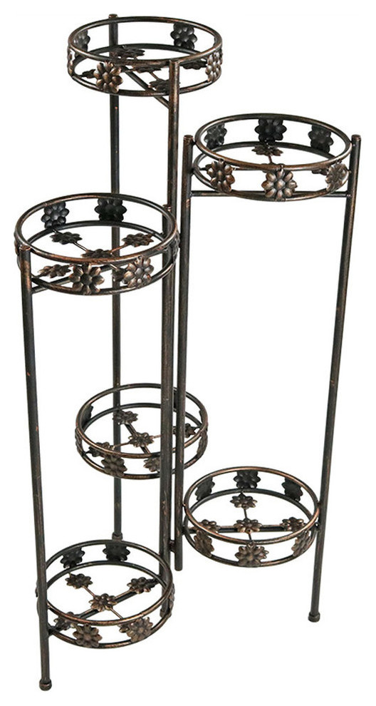 Sunnydaze 6-Tiered Folding Plant Flower Stand - 45-Inches - Indoor-Outdoor