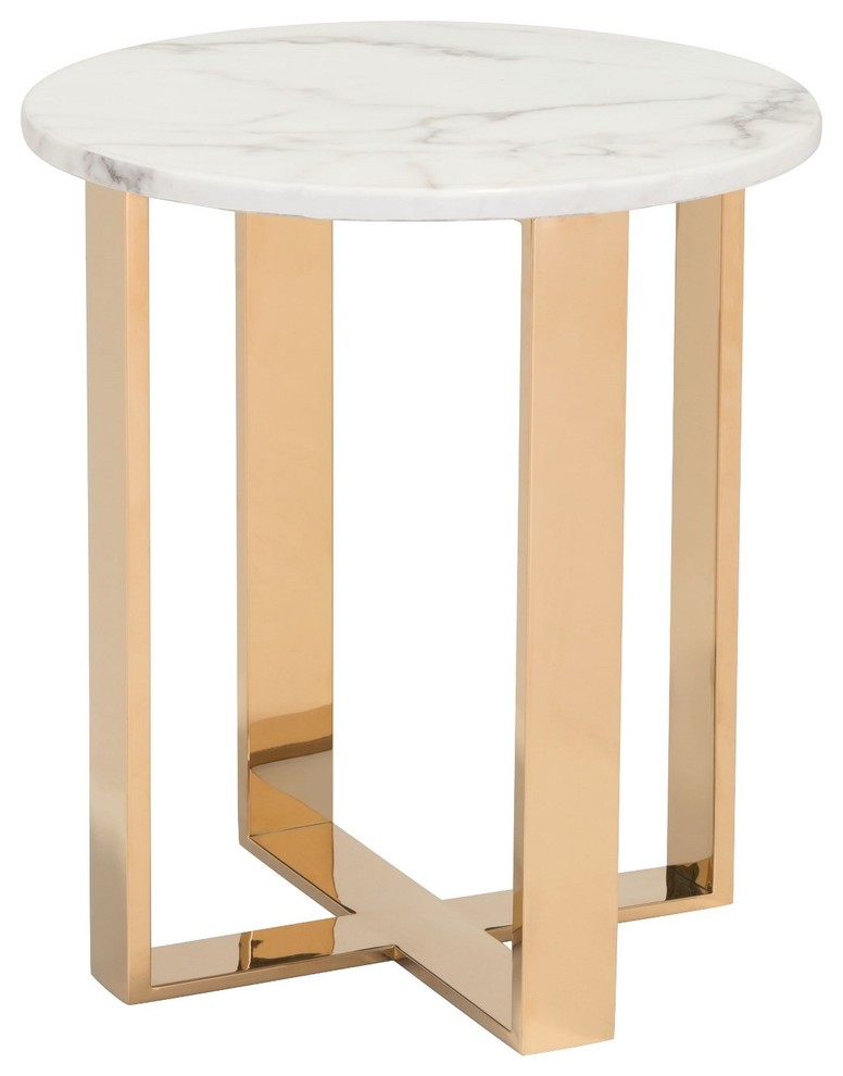 Modern Contemporary Living Lounge Room Sofa End Side Table, White, Faux