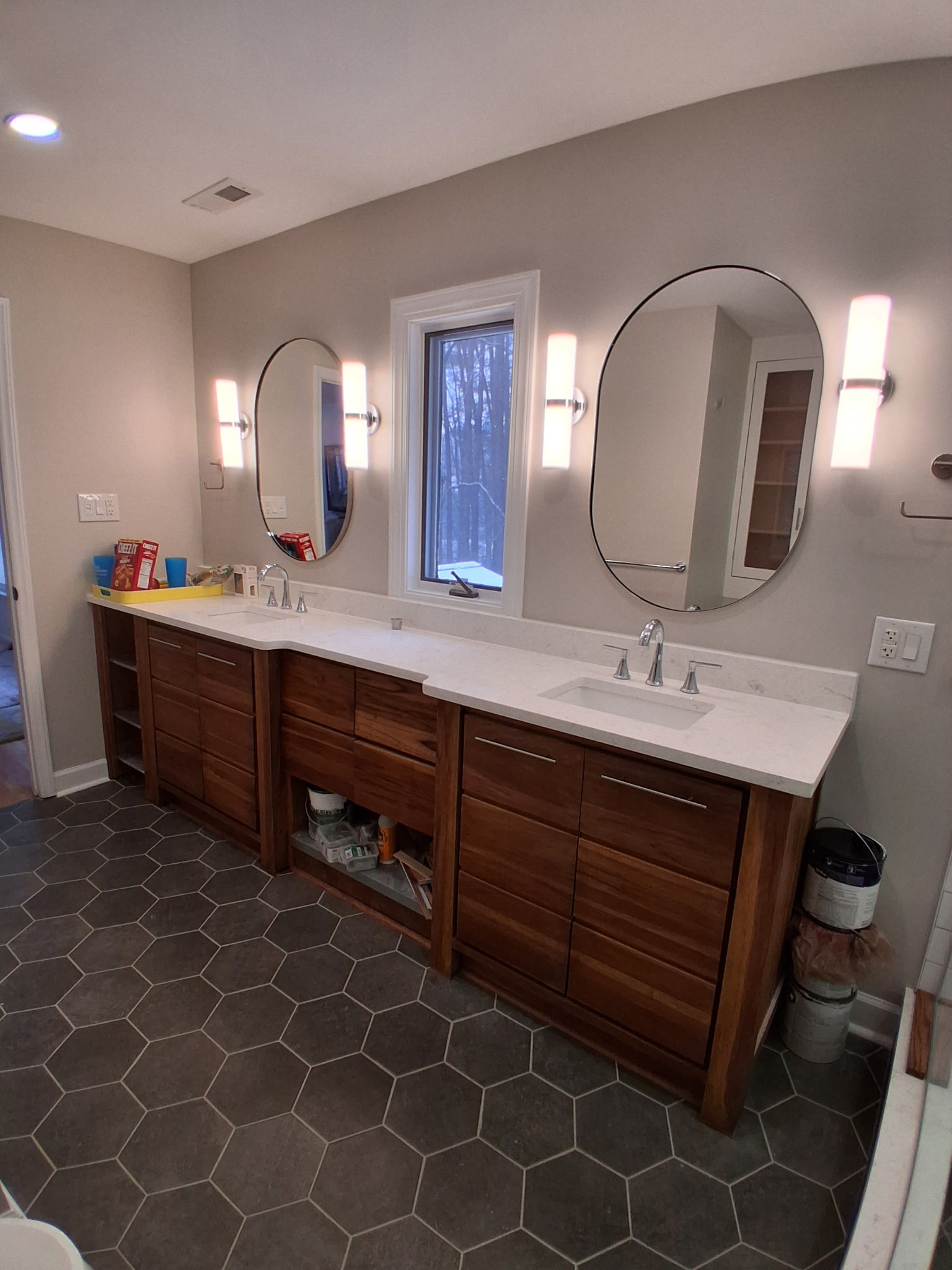 Bath Renovation with Teak Vanity