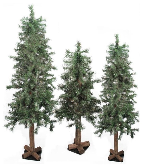 Set of 3 Woodland Alpine Artificial Christmas Trees 3', 4' and 5