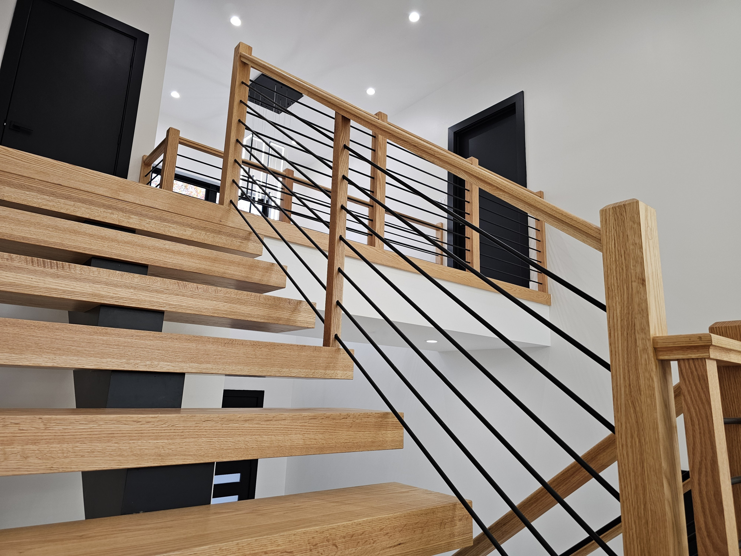 143_Modern Floating Red Oak and Metal Staircase, Sterling, VA