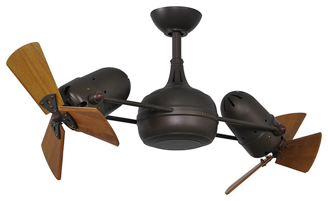 Matthews Dagny Double Head Rotational Ceiling Fan Traditional Matthews Dagny Double Head Rotational Ceiling Fan Textured Bronze With Wooden B