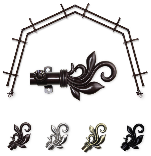 Giles 4Sided Double Bay Curtain Rod Traditional Curtain Rods by