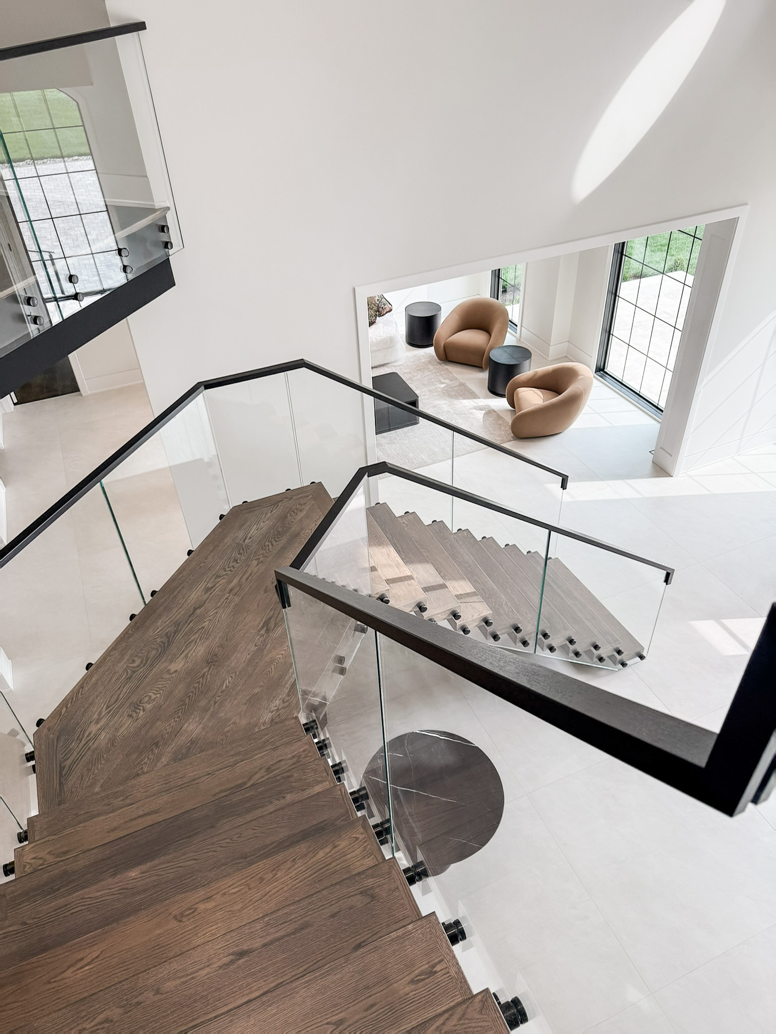 Project #159 | Modern Foyer Stair with Stand-off Glass Railing