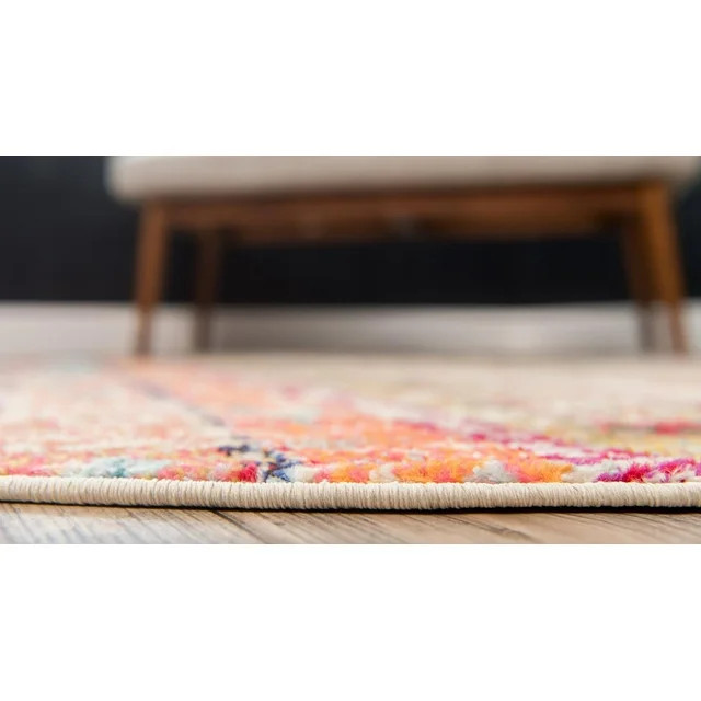 Unique Multi-Blue Geometric Pattern Area Rug, Polypropylene, 8' X 8 ...