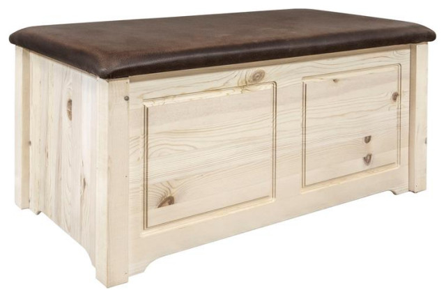 Montana Woodworks Homestead 40" Small Hand-Crafted Wood Blanket Chest in Natural
