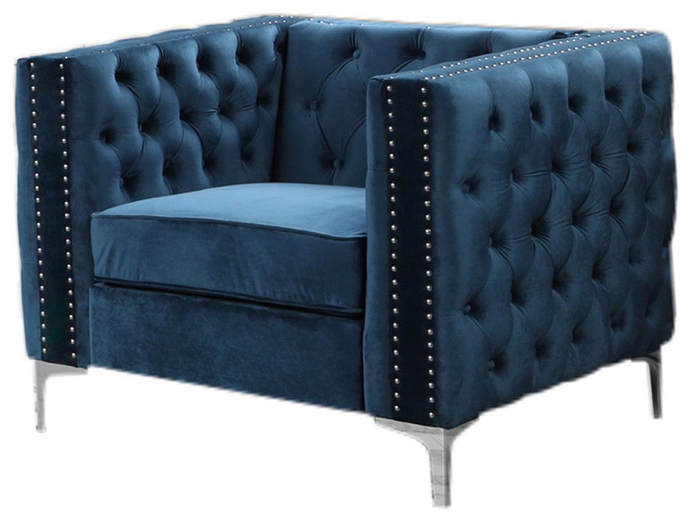 Best Master Furniture Aineias 38" Transitional Velvet Accent Chair in