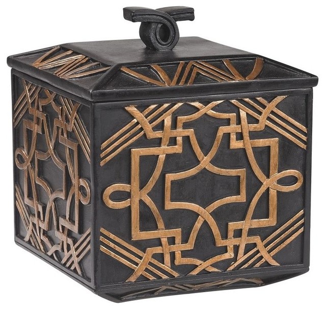 Gatsby Decor in Black and Gold Traditional Decorative Boxes by