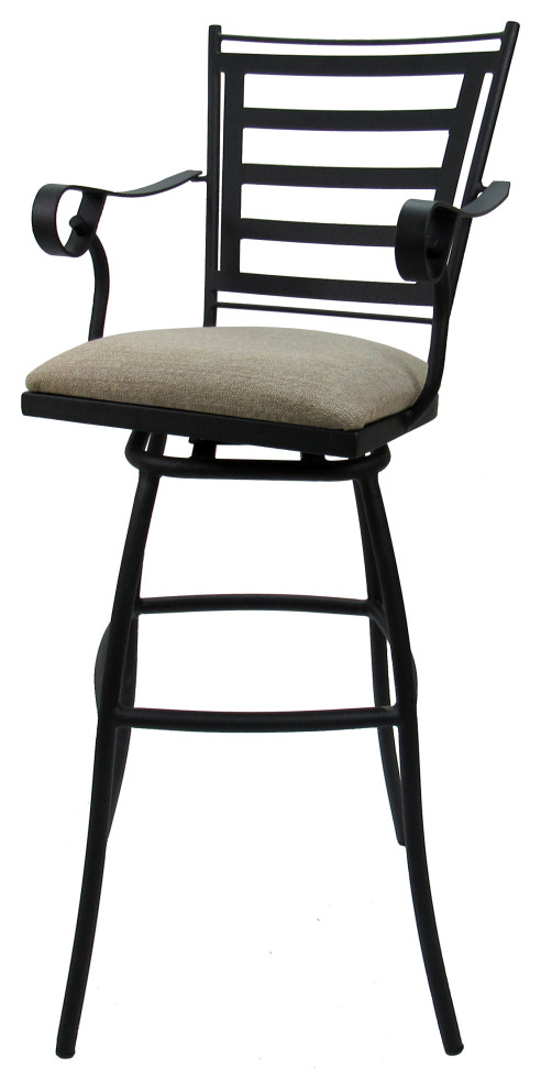Outdoor Indoor Swivel Bar Stool Counter, Knobbly Taupe on Black, 35"