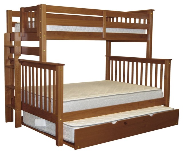 Bedz King Bunk Beds Twin Over Full With End Ladder And Full Trundle Espresso