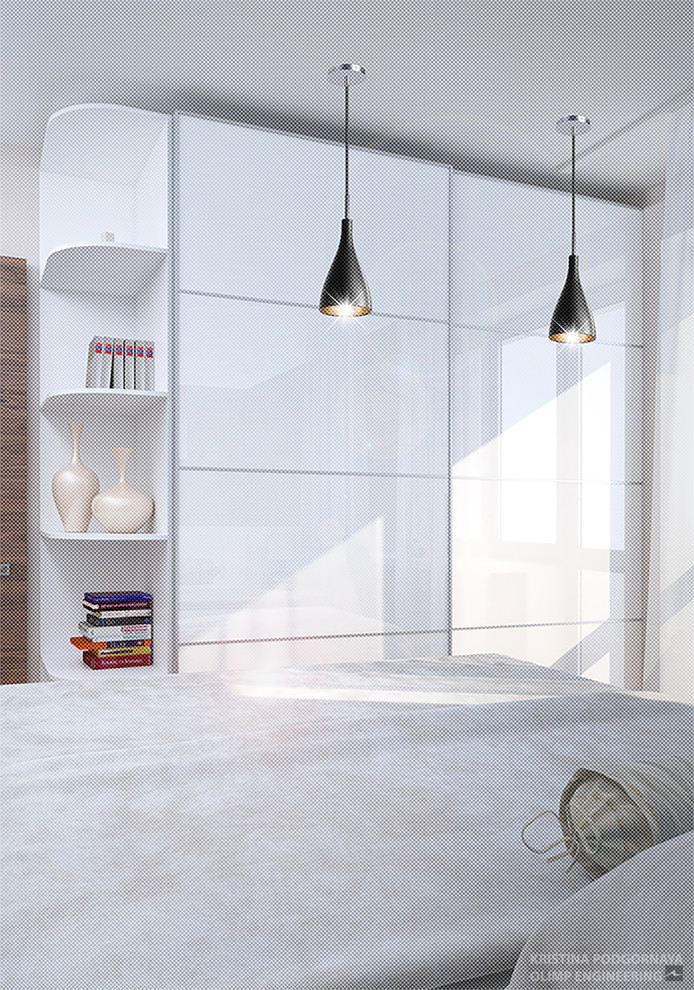 Визуализация интерьера квартиры в современном стиле с классической кухней